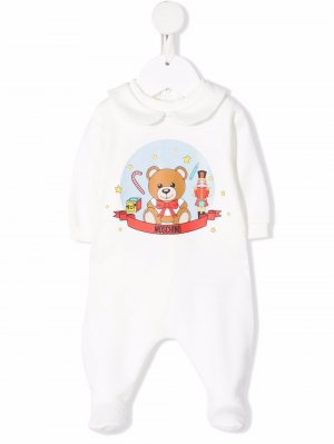 Пижама с логотипом Teddy Bear Moschino Kids. Цвет: белый