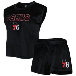 Женский комплект для сна с футболкой и шортами Concepts Sport Philadelphia 76ers Intermission черного цвета Unbranded
