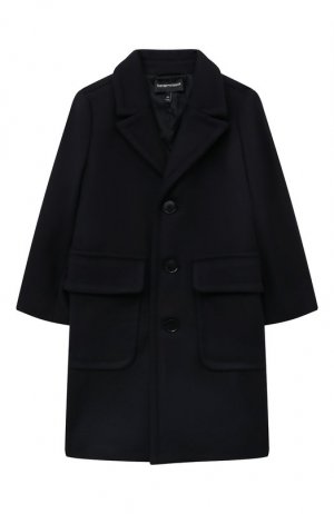 Шерстяное пальто Emporio Armani. Цвет: синий