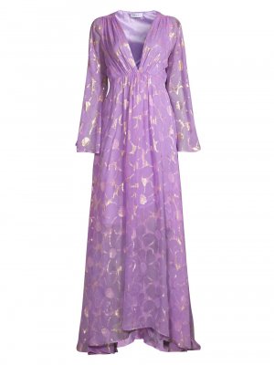 Платье Vanessa с цветочным принтом и эффектом металлик , фиолетовый Delfi
