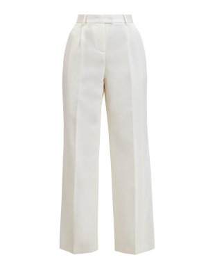 Прямые брюки из тонкой шерстяной ткани с символикой LORENA ANTONIAZZI. Цвет: белый