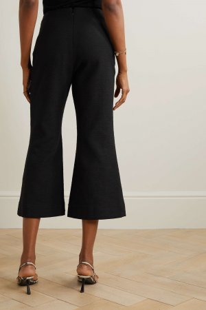 LISA MARIE FERNANDEZ + NET SUSTAIN укороченные расклешенные брюки из смесового хлопка букле, черный. Цвет: черный