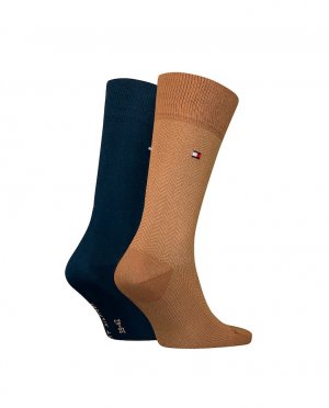 В упаковке 2 пары мужских носков с рисунком «елочка» , коричневый Tommy Hilfiger