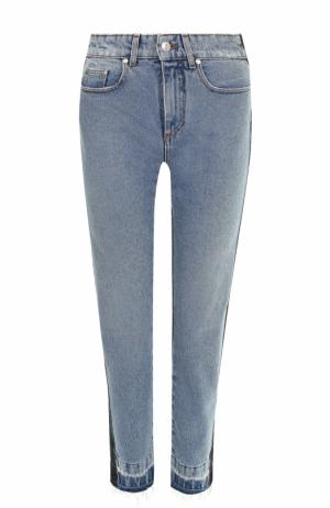 Укороченные джинсы прямого кроя с потертостями MSGM. Цвет: светло-голубой