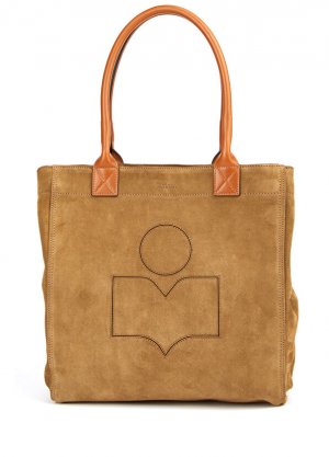 Женская кожаная сумка-шоппер с логотипом yenky цвета хаки Isabel Marant