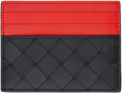 Черно-красный держатель кредитной карты Bottega Veneta