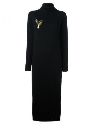 Платье с длинными рукавами и отворотной горловиной Markus Lupfer. Цвет: чёрный