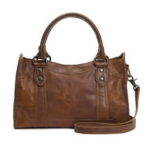 Кожаная сумка Melissa Zip Satchel, темно-коричневый Frye