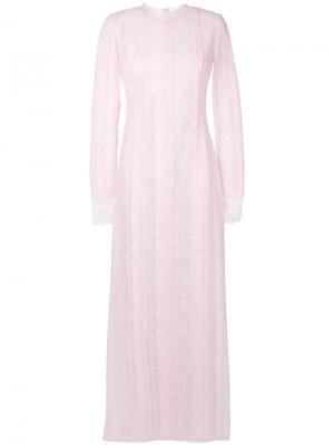 Кружевное длинное платье Ermanno Scervino. Цвет: розовый и фиолетовый