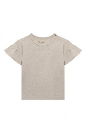 Хлопковая футболка Sanetta. Цвет: бежевый