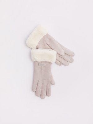 Тёплые замшевые перчатки с функцией Touch Screen zolla. Цвет: серый