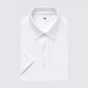 Рубашка из джерси UNIQLO Dry Non-Iron с коротким рукавом и воротником на пуговицах