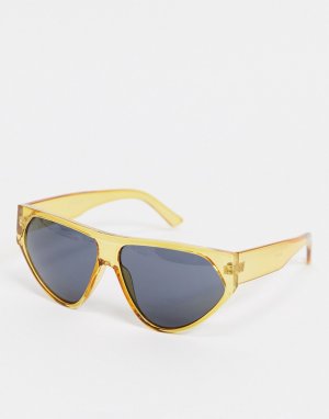 Желтые солнцезащитные очки в стиле унисекс с прямым верхом -Желтый Jeepers Peepers