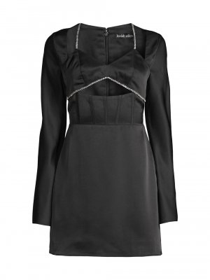 Бархатное атласное мини-платье с вырезами, черный Lavish Alice