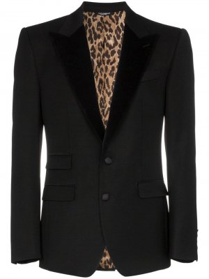 Блейзер с леопардовой подкладкой Dolce & Gabbana. Цвет: черный