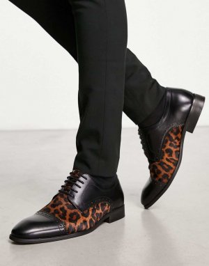 Кожаные туфли дерби с леопардовым принтом Devils Advocate