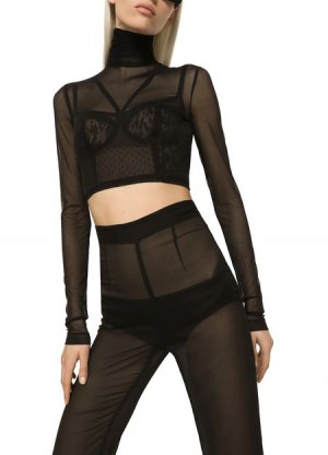 Расклешенные шифоновые брюки с завышенной талией , черный Dolce & Gabbana