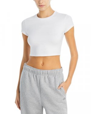 Укороченная футболка Finesse с короткими рукавами , цвет White Alo Yoga