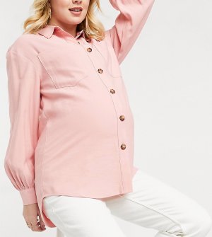 Розовая oversized-рубашка -Розовый цвет Pieces Maternity