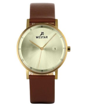 Profile Кожаный ремешок Кварцевые мужские часы с легким циферблатом цвета шампанского 50221GPN122 Westar