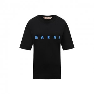 Хлопковая футболка Marni. Цвет: чёрный
