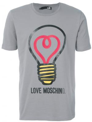 Футболка с принтом лампочки Love Moschino. Цвет: серый