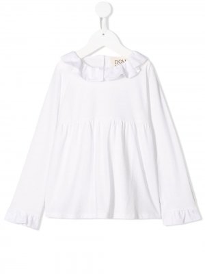 Блузка с оборками и длинными рукавами Douuod Kids. Цвет: белый