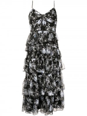 Платье из тюля с вышивкой Monique Lhuillier. Цвет: черный