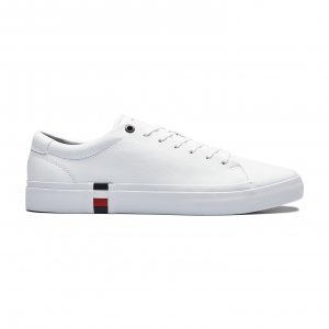 FLAG ACCENT LEATHER SNEAKER TommyHilfiger. Цвет: белый