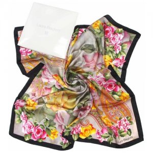 Шелковый платок с дизайном в виде цветов 821568 Laura Biagiotti. Цвет: серый