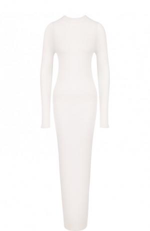 Полупрозрачное платье-футляр с длинным рукавом Isabel Benenato. Цвет: белый