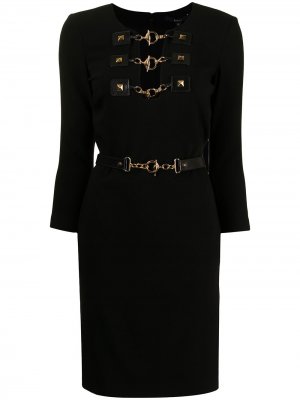Платье с длинными рукавами и эффектом металлик Gucci Pre-Owned. Цвет: черный
