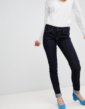 Зауженные джинсы с классической талией и контрастной строчкой Soho Pepe Jeans. Цвет: синий