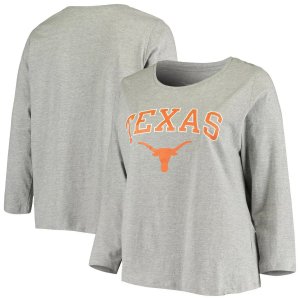 Женская серая футболка Texas Longhorns с логотипом больших размеров и длинными рукавами Unbranded
