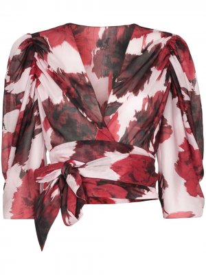 Блузка с запахом и цветочным принтом Alexandre Vauthier. Цвет: красный