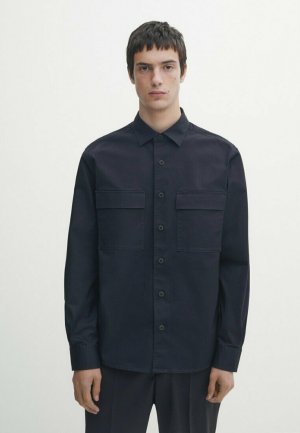 Рубашка DOUBLE- OVERSHIRT , цвет mottled dark blue Massimo Dutti
