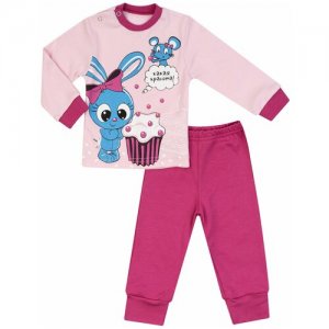 Комплект для мальчика КМ-1413-д, , джемпер (плечо на клепках) и брюки, размер 48(рост 74) розовый_красота Утенок. Цвет: розовый