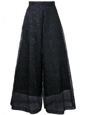 Укороченные брюки с кружевной вставкой Taro Horiuchi. Цвет: чёрный