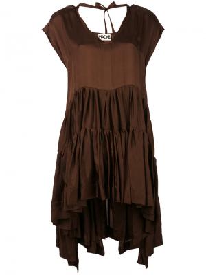 Платье с неравномерным подолом Hache. Цвет: коричневый