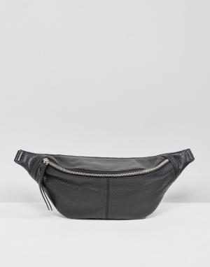 Кожаная сумка-кошелек на пояс -Черный ASOS DESIGN