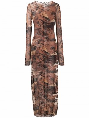 Длинное платье с камуфляжным принтом Heron Preston. Цвет: коричневый