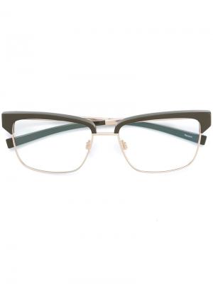 Солнцезащитные очки в квадратной оправе Jil Sander. Цвет: зеленый