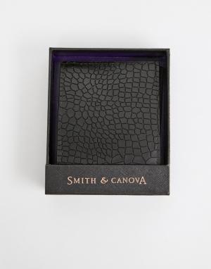 Черный бумажник с эффектом крокодиловой кожи Smith & Canova And. Цвет: черный
