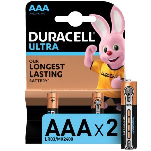 Батарейки щелочные Ultra ААА, 2 шт., Черный Duracell. Цвет: черный