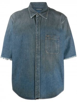 Джинсовая рубашка с логотипом на спине Balenciaga. Цвет: синий