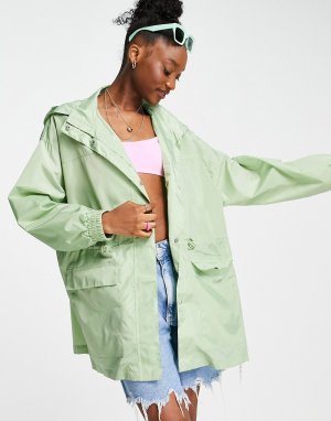 Куртка-дождевик мятного цвета с четырьмя карманами -Зеленый цвет ASOS DESIGN