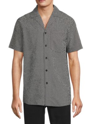 Классическая рубашка Camp с геометрическим принтом , черный Eleven Paris