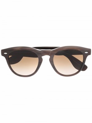 Солнцезащитные очки Nino в круглой оправе Brunello Cucinelli. Цвет: коричневый