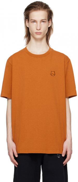 Оранжевая футболка с головой лисы Maison Kitsune Kitsuné