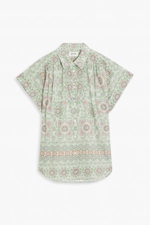Рубашка Naro из хлопка с принтом и сборками JOIE, зеленый Joie
